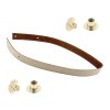 Sada kožený popruh prošívaný 62 cm š. 2 cm krémový s nýtkem zlatý