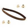 Sada kožený popruh prošívaný 62 cm š. 2 cm tmavě hnědý s nýtkem zlatý