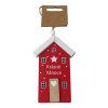 Dekorace domeček k zavěšení červený 7,5 x 1,5 x 12 cm