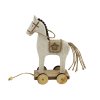 Dekorace dřevěný koník na kolečkách 12 x 6 x 18 cm bílý