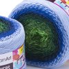 příze Flowers 306 zelená, tmavě modrá, světle modrá