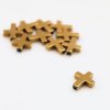 Mezidíl kříž 17 x 14 mm syntetický pokovený hematit zlatý