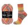 příze Best Socks 7338 červená, žlutá, šedá
