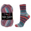 příze Best Socks 7355 pálená cihla, tmavý petrol, modrá