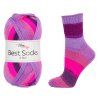 příze Best Socks 7724 variace fialové, neon růžová