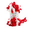 příze Puffy color 6574 červená, bílá