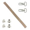 Sada kožený popruh 22 cm š. 2 cm bílá káva s karabinou nikl