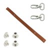 Sada kožený popruh 32 cm š. 2 cm hnědý s karabinou nikl