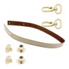 Sada kožený popruh prošívaný 58 cm š. 2,5 cm krémový s karabinou zlatá