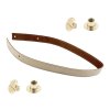 Sada kožený popruh prošívaný 58 cm š. 2,5 cm krémový s nýtkem zlatý