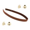 Sada kožený popruh 62 cm š. 2 cm hnědý s nýtkem zlatý