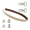 Sada kožený popruh 62 cm š. 2 cm krémový s karabinou nikl