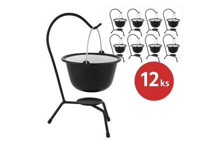 Servírovací malý kotlík smaltovaný 0,8L 12ks bílo/černý