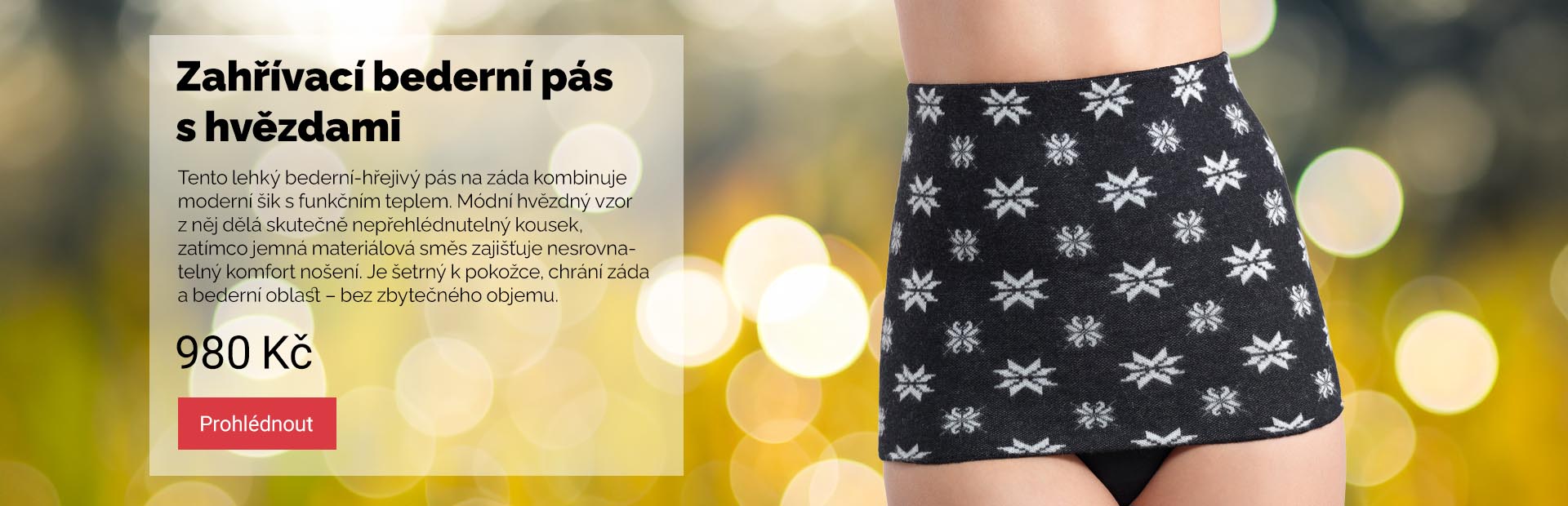 Zahřívací bederní pás s hvězdami
