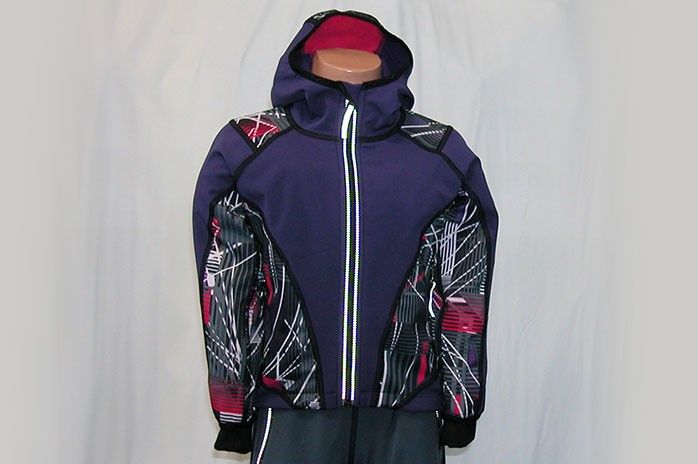 O.K. SPORT Dětská bunda SPIRIT volnějšího střihu s kapucí (s potiskem) Barva: Fialová, Velikost: 152