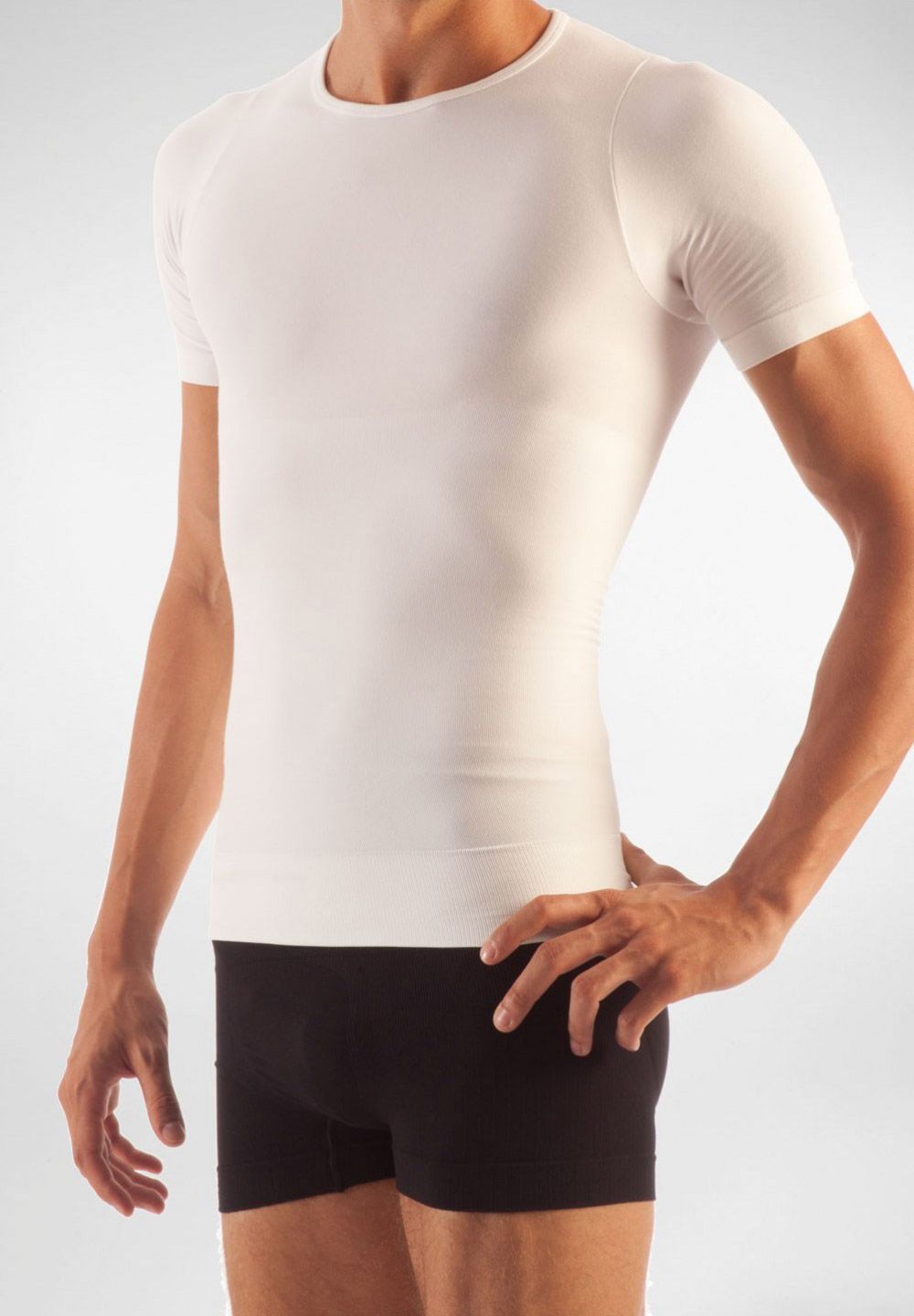 FarmaCell Pánské zeštíhlující tričko s krátkým rukávem Barva: Bílá, Velikost: S