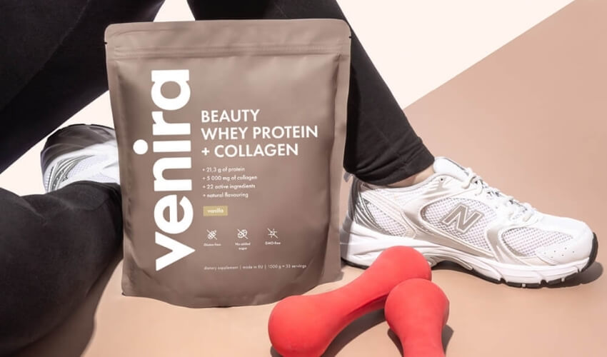 VENIRA beauty whey protein s&nbsp;kolagenem s&nbsp;příchutí vanilky
