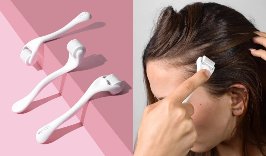 Derma roller VENIRA pro stimulaci pokožky hlavy a růst vlasů