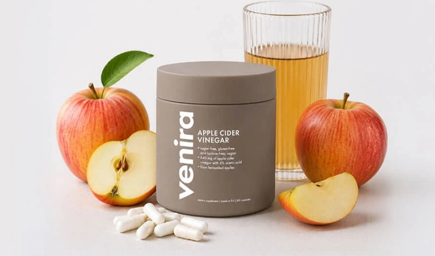 Kapsle s jablečným octem VENIRA apple cider vinegar jako pomocník při hubnutí