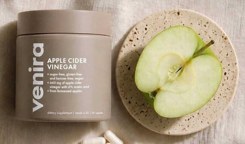 VENIRA apple cider vinegar, jablečný ocet v kapslích šetrný k zubům a žaludku