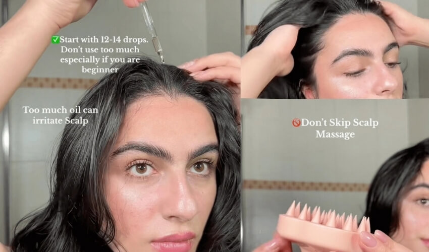 TikTok trend olejování vlasů a scalp oiling