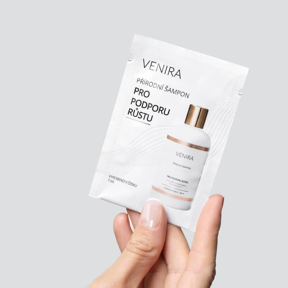 Vzorek šamponu pro podporu růstu vlasů