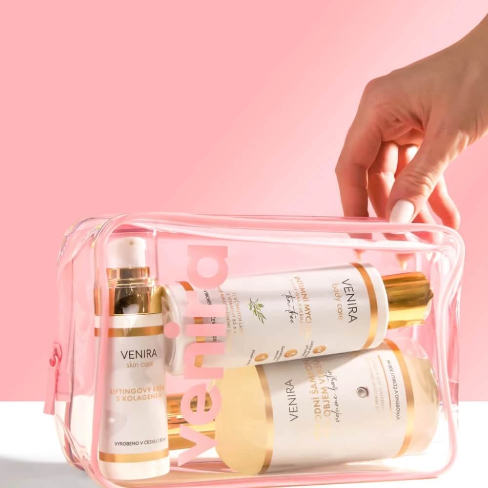 Průhledná kosmetická taška XL růžová