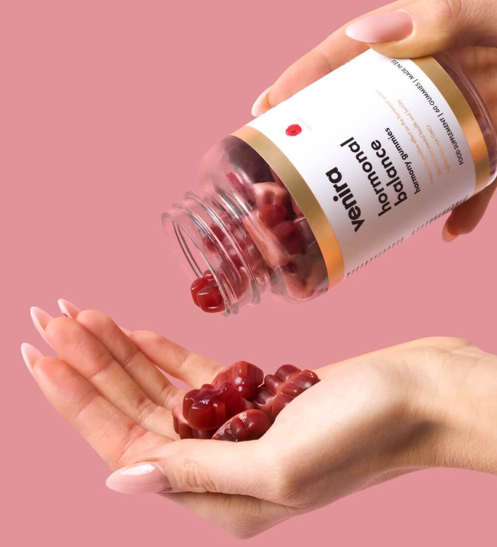Hormonal balance - medvídci pro hormonální rovnováhu, malina, 60 medvídků