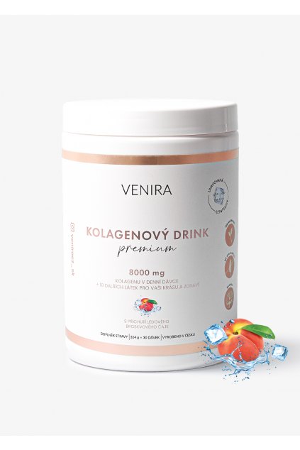 venira premium kolagenový drink pro vlasy, nehty a pleť ledový broskvový čaj