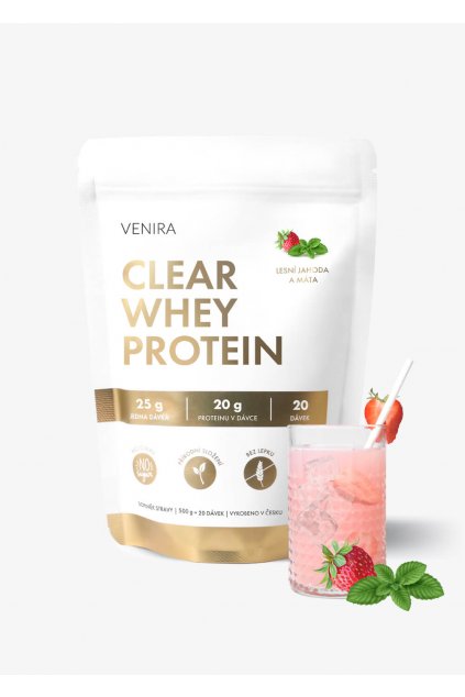 VENIRA clear whey protein jahoda, metal