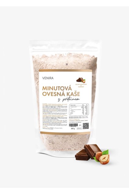 venira minutová ovesná kaše s proteinem deluxe chocolate and hazelnut