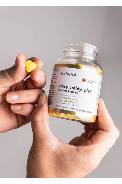 VENIRA kostičky pro vlasy, nehty a pleť, až 120 denní kúra meruňka
