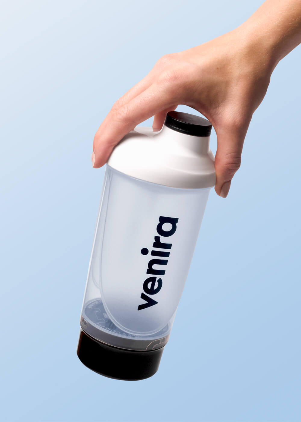 VENIRA shaker se zásobníkem, bílo-černý, 500 ml + 150 ml