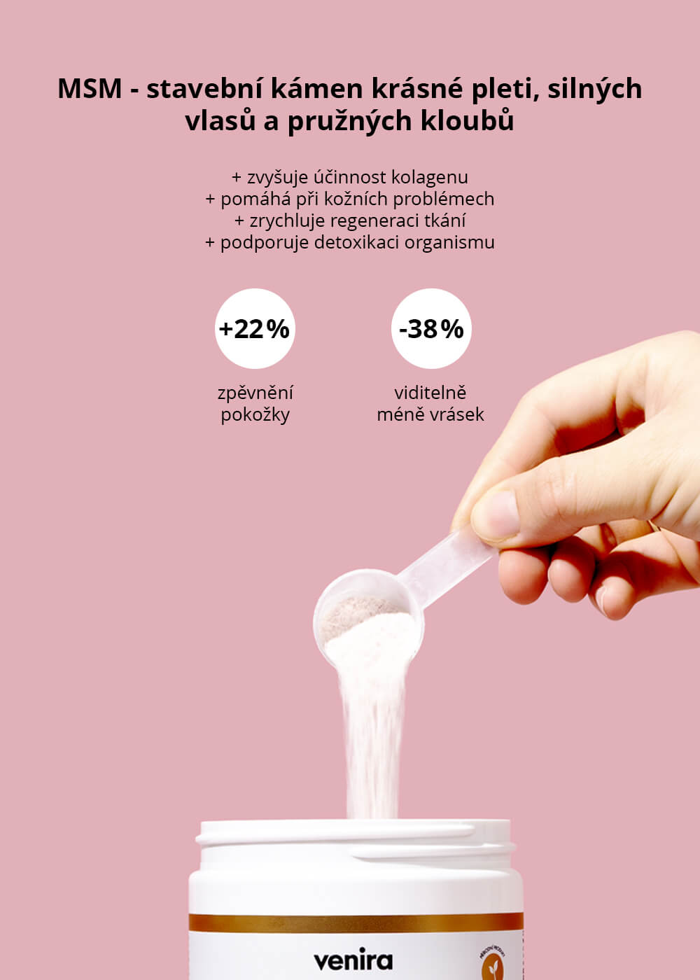 VENIRA kolagenový drink pro vlasy, nehty a pleť - malina, 189 g
