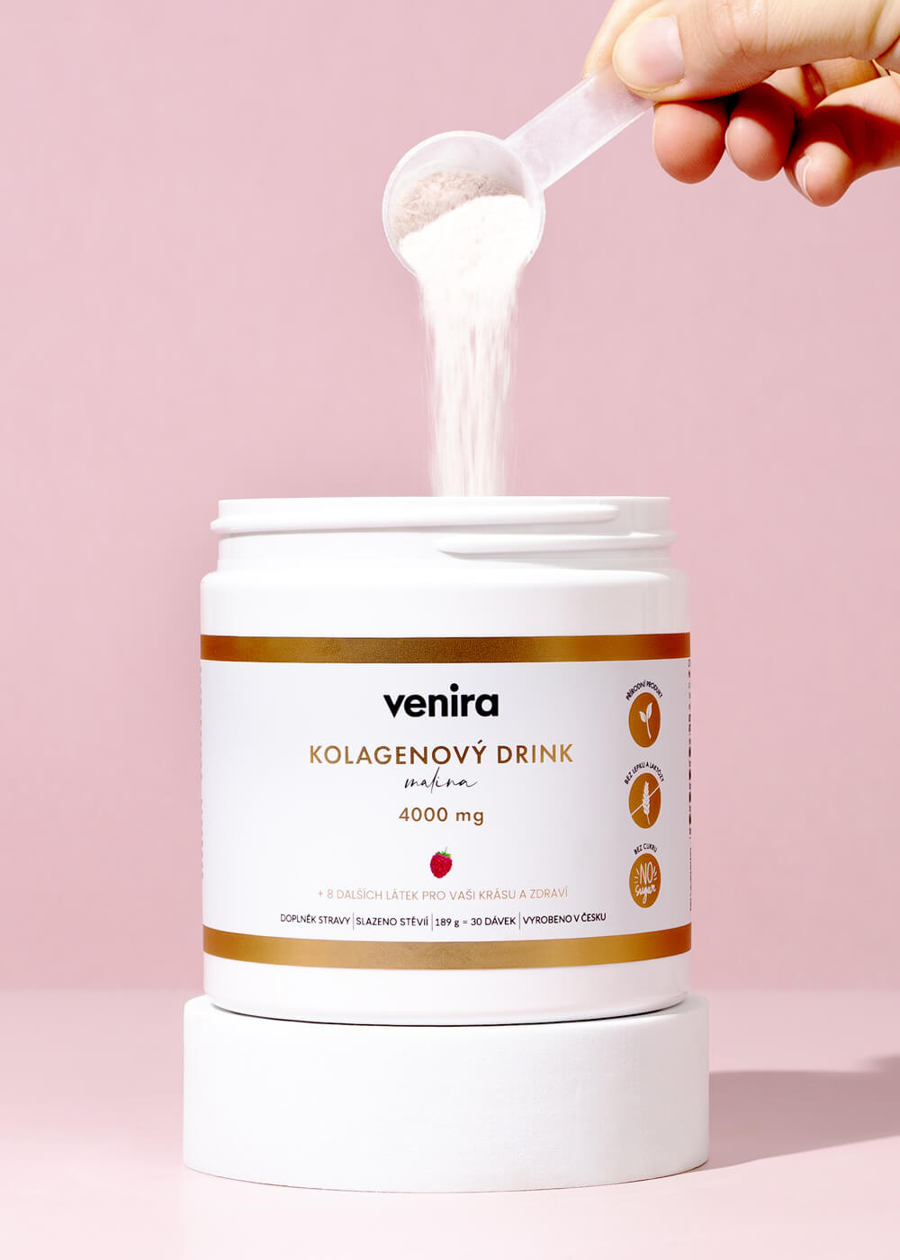 VENIRA kolagenový drink pro vlasy, nehty a pleť - malina, 189 g