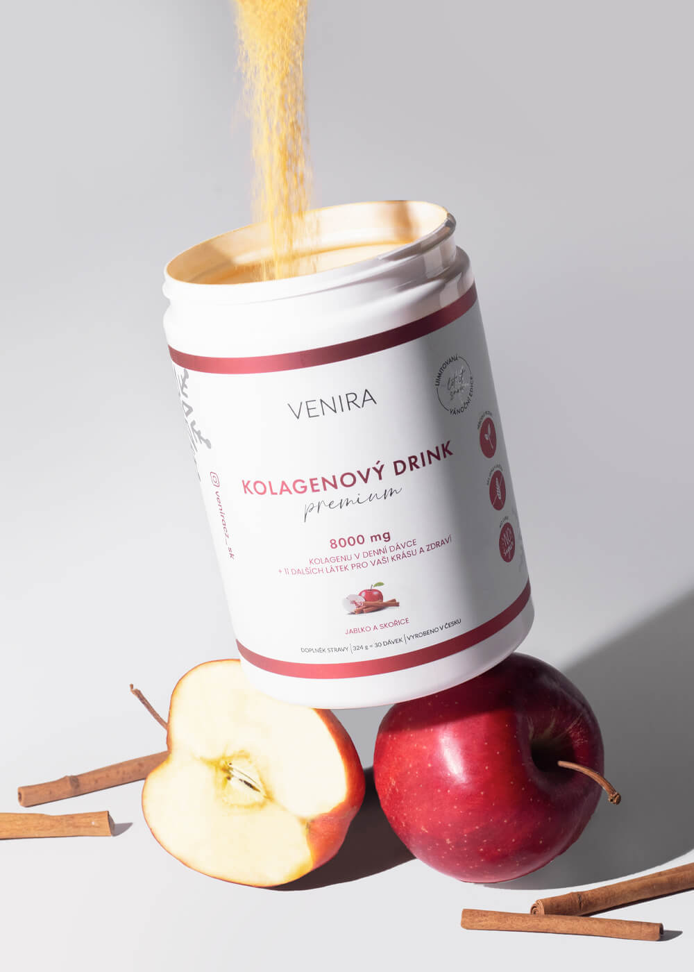 VENIRA Vánoční PREMIUM kolagenový drink pro vlasy, nehty a pleť, jablko a skořice