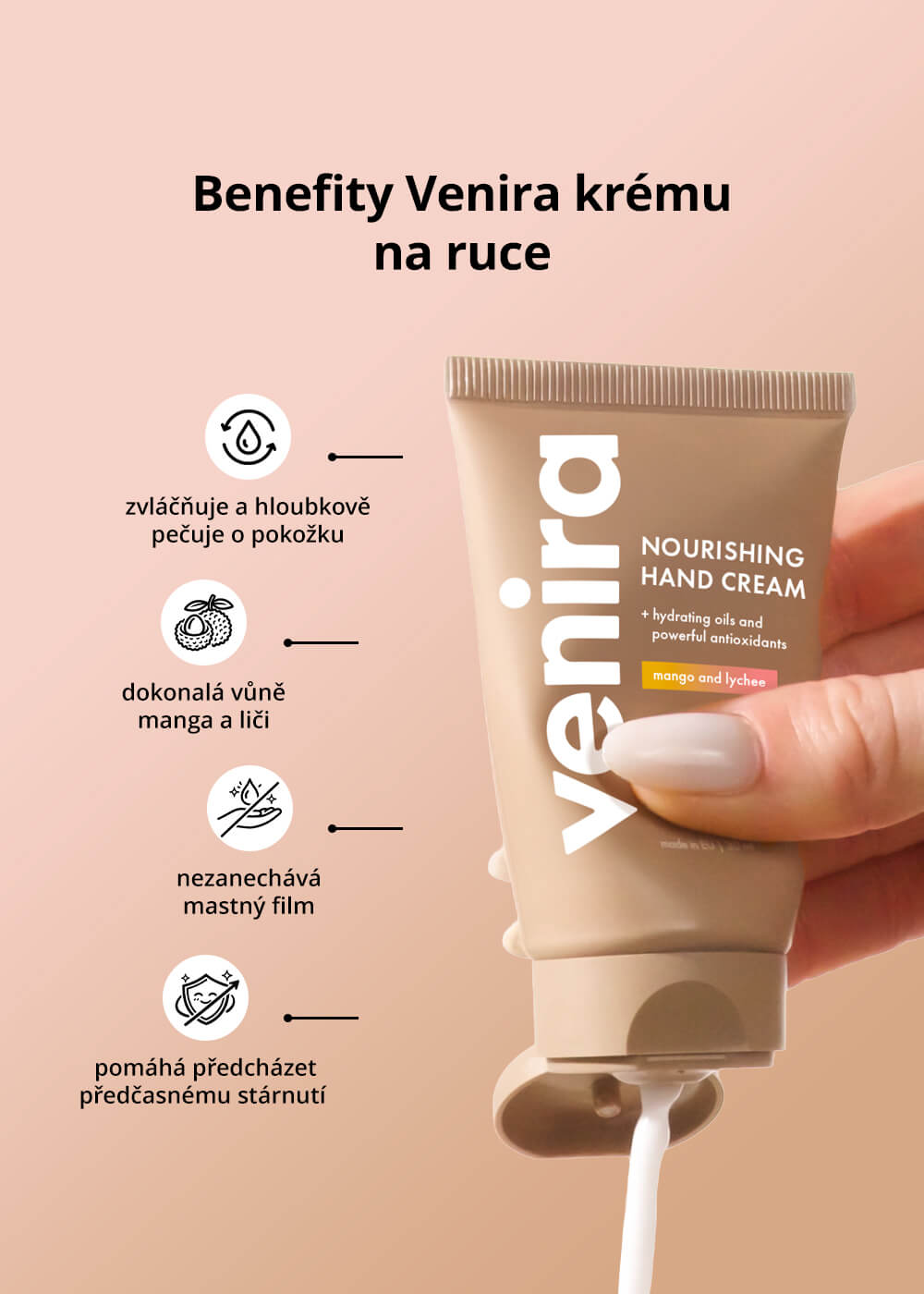 VENIRA krém na ruce, mango-liči, 30 ml