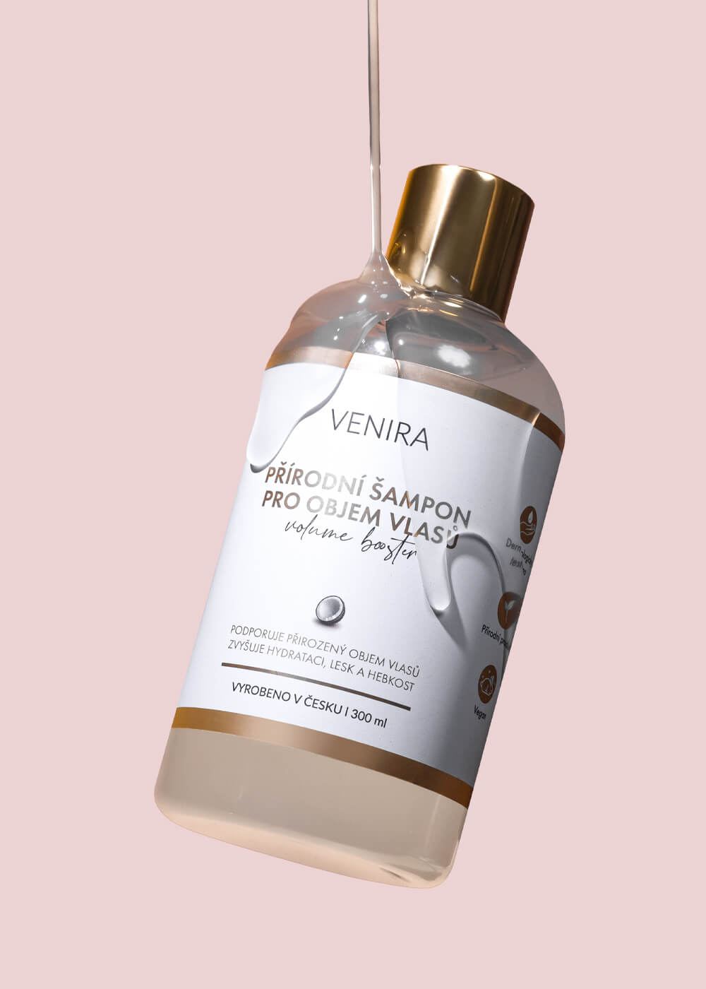 VENIRA přírodní šampon pro objem vlasů - VOLUME BOOSTER, kokos, 300 ml