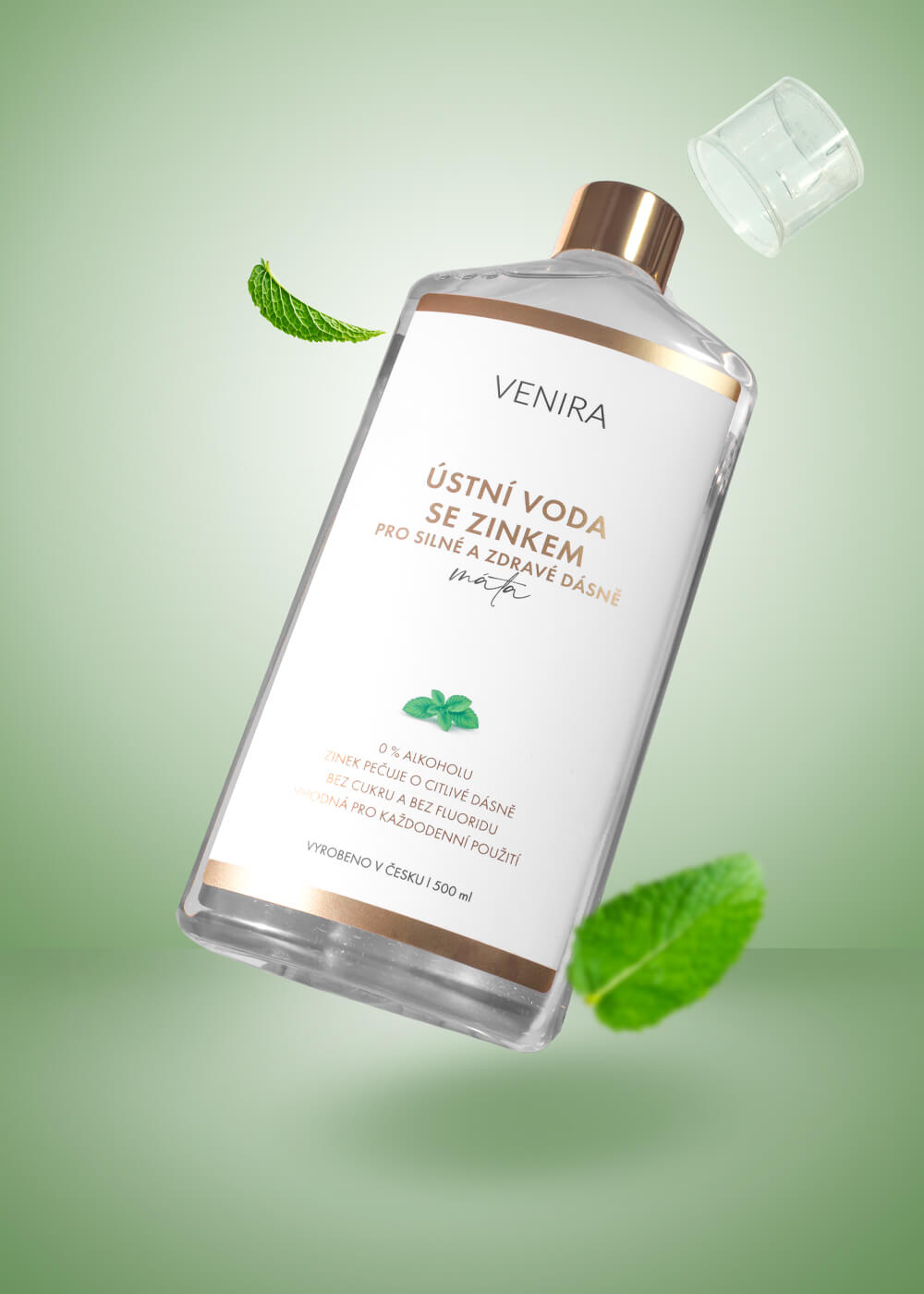 VENIRA ústní voda se zinkem, pro silné a zdravé dásně, máta, 500 ml