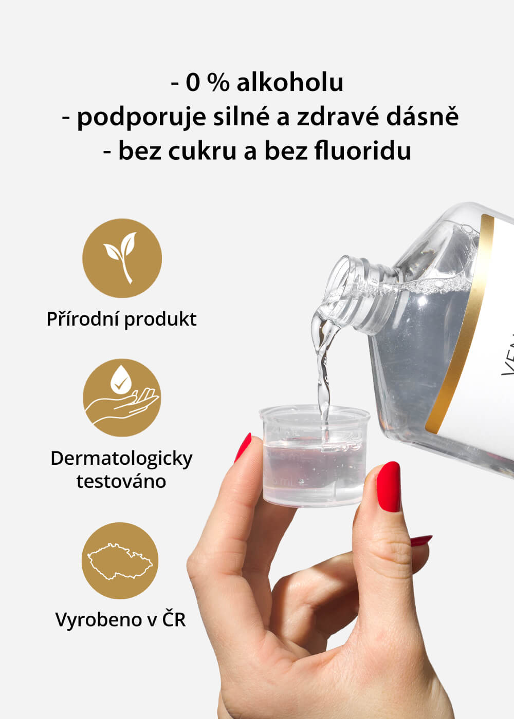 VENIRA ústní voda se zinkem, pro silné a zdravé dásně, máta, 500 ml