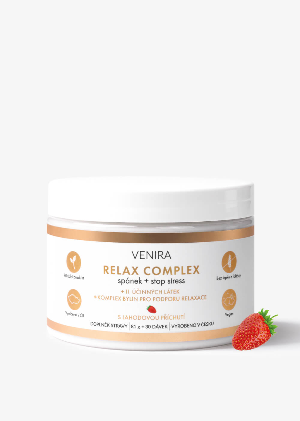 VENIRA relax komplex | spánek + stop stress, jahoda, 81 g
