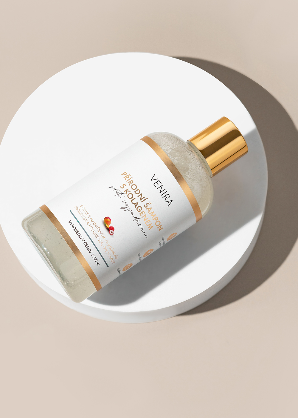 VENIRA přírodní šampon s kolagenem proti vypadávání vlasů, mango-liči, 300 ml