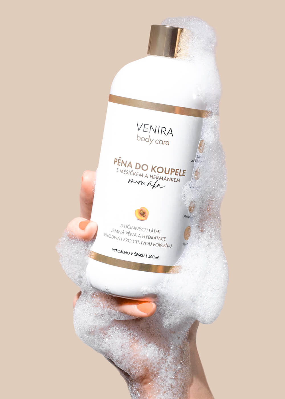 VENIRA pěna do koupele s měšíčkem a heřmánkem, meruňka, 500 ml