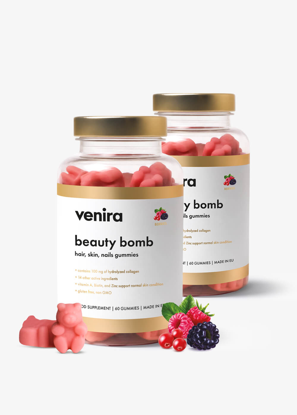 VENIRA beauty bomb - gumoví medvídci pro vlasy, nehty a pleť - lesní plody, 120 bonbónů lesní plody, 120 bonbónů