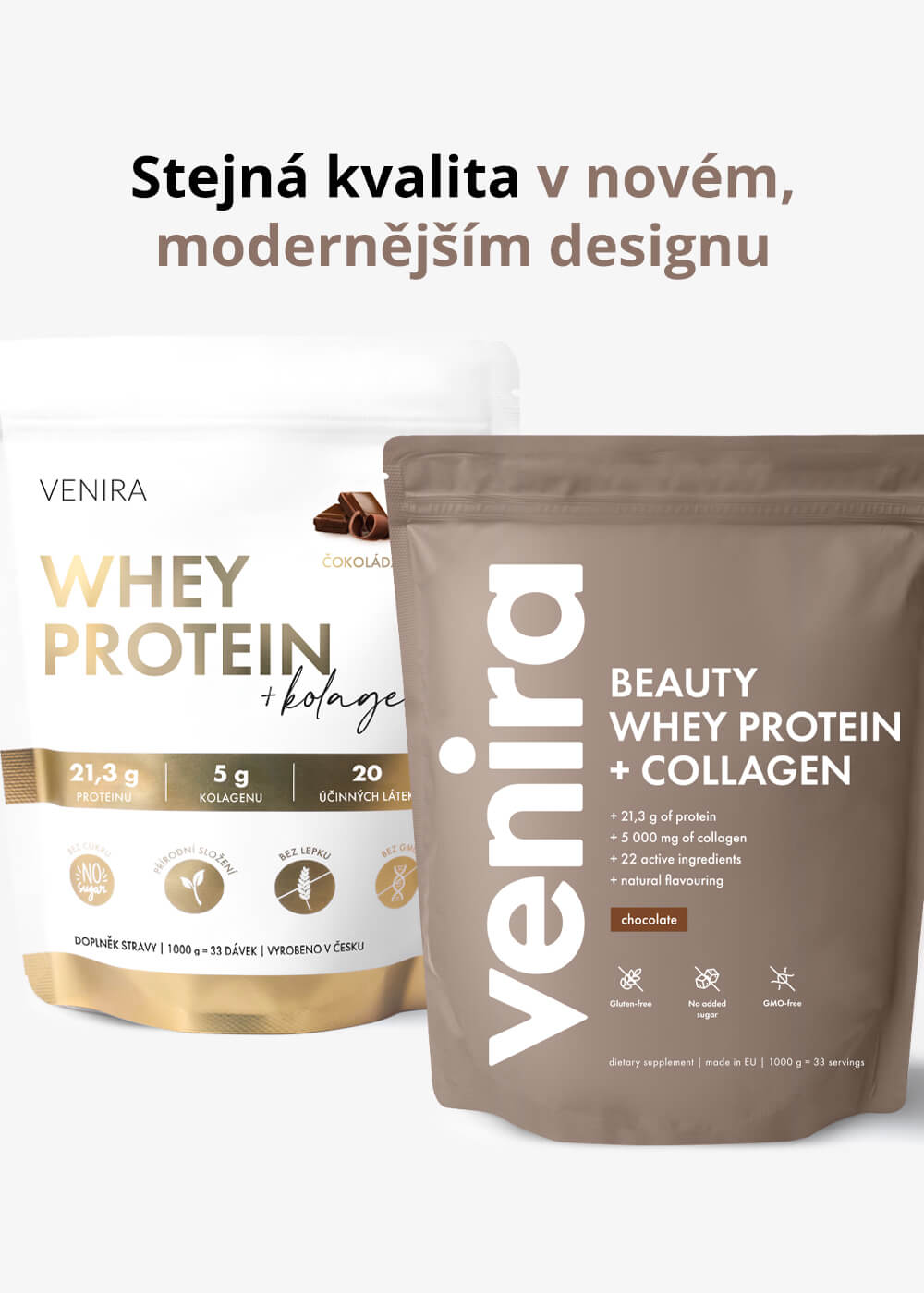 VENIRA beauty whey protein s kolagenem, čokoláda, 1000 g