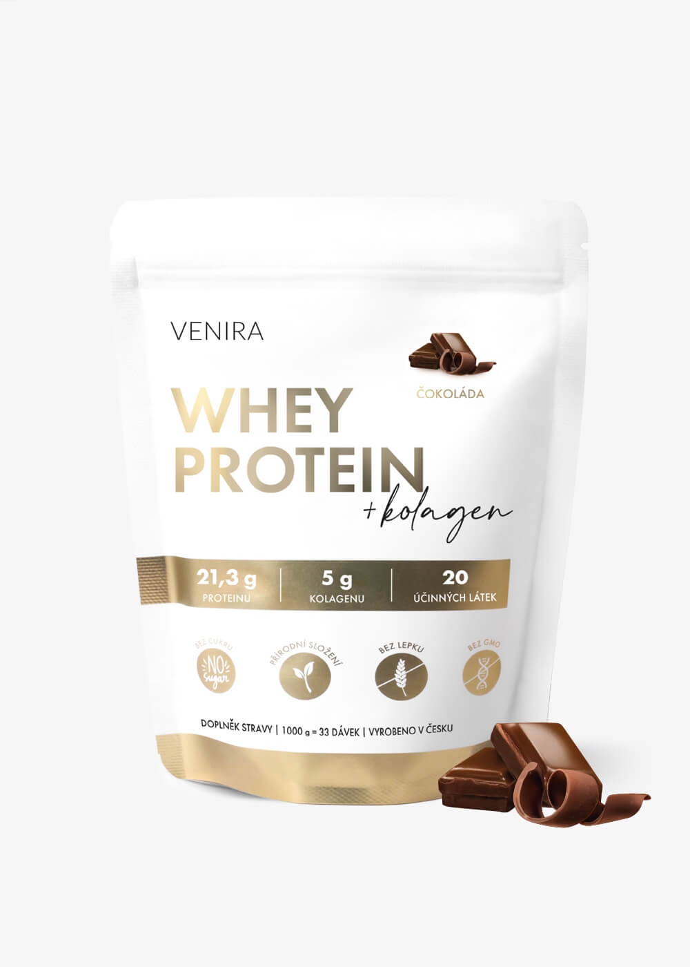 VENIRA beauty whey protein s kolagenem, čokoláda, 1000 g čokoláda, 1000 g