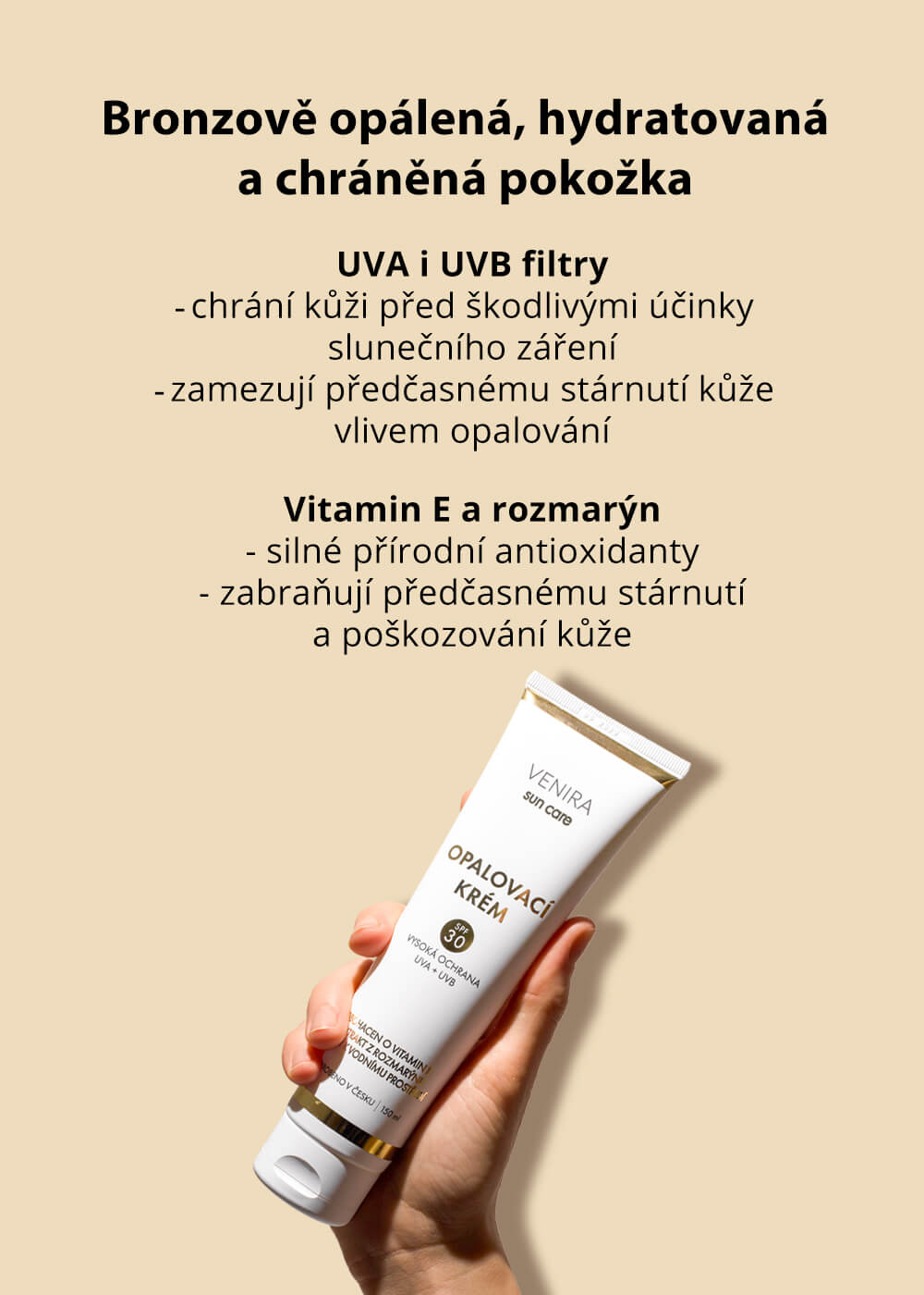 VENIRA opalovací krém, SPF 30, 150 ml