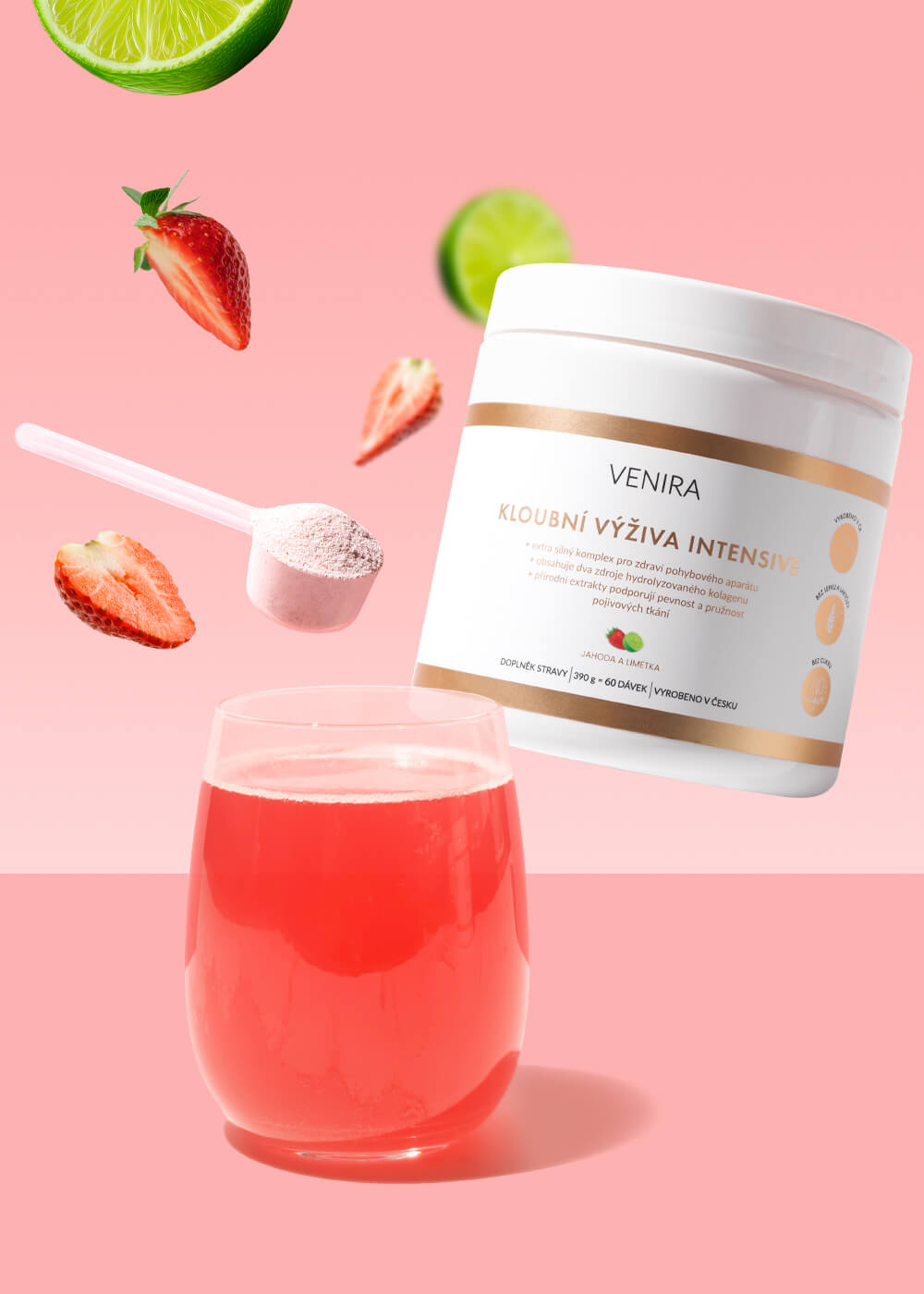 VENIRA kloubní výživa intensive, jahoda-limetka, 390 g