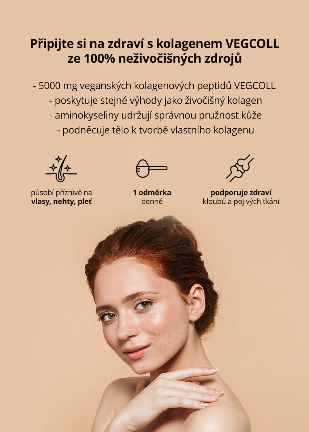 VENIRA veganský kolagenový drink pro vlasy, nehty a pleť, bez příchutě, 150 g