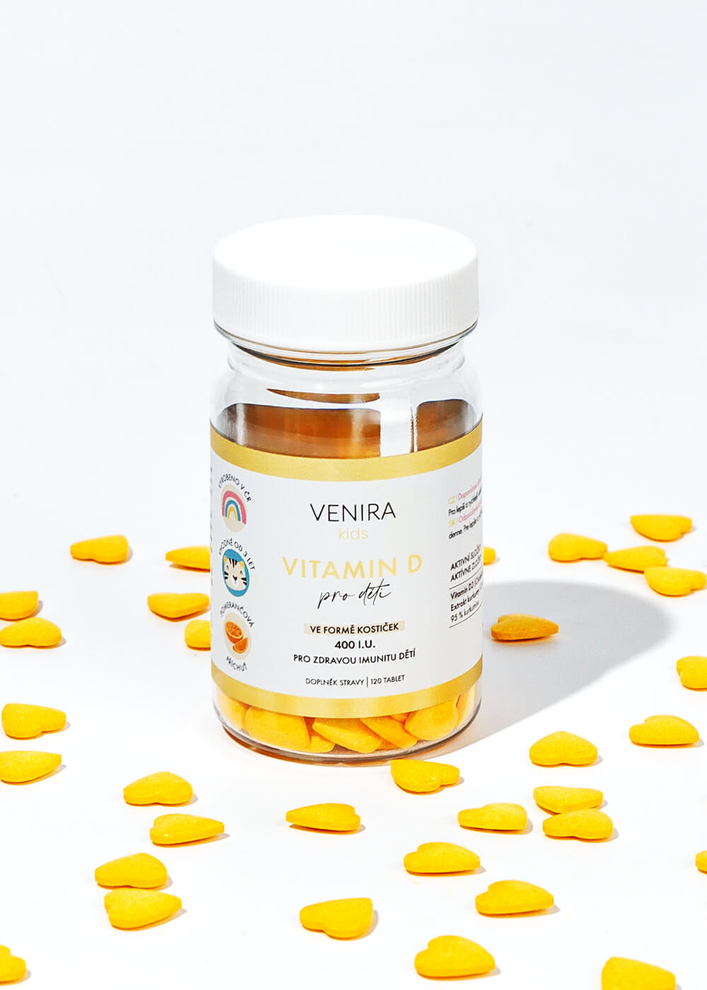 VENIRA vitamin D pro děti - pomeranč, 120 srdíček